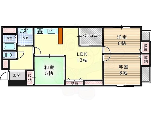 京都府京都市西京区桂野里町(賃貸マンション3LDK・3階・71.20㎡)の写真 その2