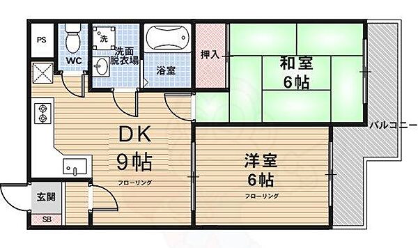 ヴィラ広沢 ｜京都府京都市右京区嵯峨広沢西裏町(賃貸マンション2DK・1階・45.90㎡)の写真 その2