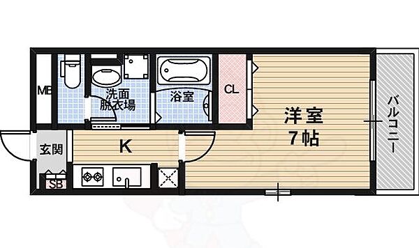 グランツ錦 ｜京都府京都市右京区嵯峨中又町(賃貸マンション1K・2階・25.28㎡)の写真 その2