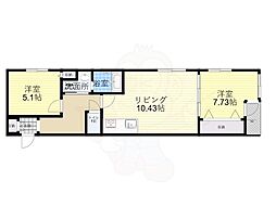 二条城東レジデンス 1階2LDKの間取り