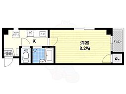 リバリー朱雀 1Kの間取図画像