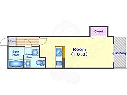 incubate 2階ワンルームの間取り