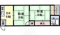 御陵ハイツ 2Kの間取図画像