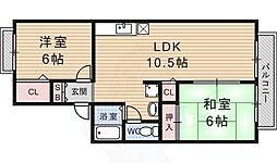 JR東海道・山陽本線 西大路駅 徒歩10分の賃貸アパート 1階2LDKの間取り