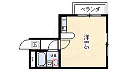 第29長栄グランビュー下長者 2階ワンルームの間取り