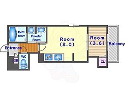 シエーナ御前五条 1階1LDKの間取り