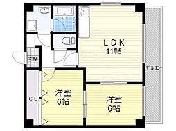 スクエアコート 2LDKの間取図画像