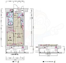 ソルテラス京都JUJO薫 5階1LDKの間取り