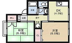 マンションホワイトハウス 2DKの間取図画像