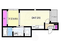 エーデルシュタイン花園伊町 3階1LDKの間取り