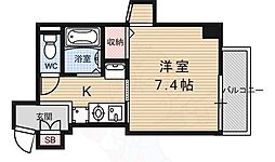 KDXレジデンス西院 3階1Kの間取り