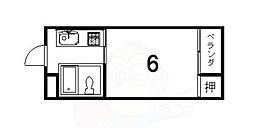 御池ハイツ 1Kの間取図画像