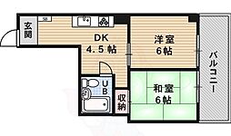 プラザ篠 2DKの間取図画像
