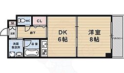 御所北エクセルミヤケ 1DKの間取図画像