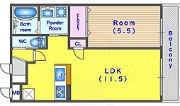 クラルテ桂川 1LDKの間取図画像