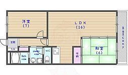第二コーポ藤岡 2LDKの間取図画像