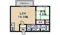 グリーンヴェール大徳寺 1LDKの間取図画像