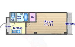 レスポワール円町 1Kの間取図画像