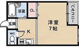 グランドールトキ ワンルームの間取図画像