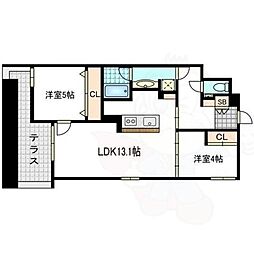BRIGHSTONE御所北 1LDKの間取図画像