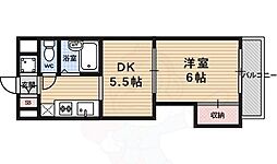 ウエストインコスモ 1DKの間取図画像