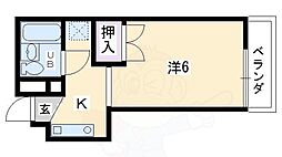 シャンボール今出川 1Kの間取図画像