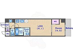 スワンズ京都東寺ガーデン 1LDKの間取図画像