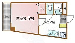 御室ガーデンハイツ 1DKの間取図画像