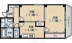 アマデウス西洞院 2DKの間取図画像