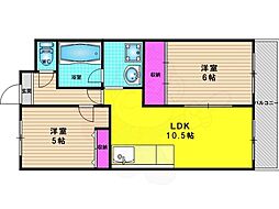 ヴェルドミール桂坂 2LDKの間取図画像