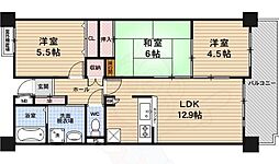 ウエストコート花園 3LDKの間取図画像