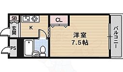 ヤングビレッジ嵯峨 1Kの間取図画像