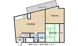 アーバンシジョウウメノミヤ 2DKの間取図画像