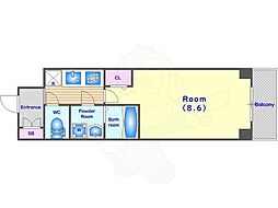 CREST TAPP京都太秦天神川dexII 1Kの間取図画像