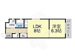 御所北エクセルミヤケ 1LDKの間取図画像
