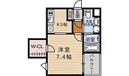 アクロス京都西大路 1Kの間取図画像