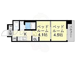 京都市南区吉祥院西ノ庄西浦町マンション 2Kの間取図画像
