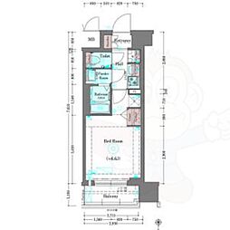プラシード京都 1Kの間取図画像
