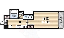 アンシャーレ西ノ京 1Kの間取図画像