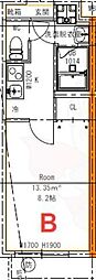 PourToujurs双ヶ岡 1Kの間取図画像