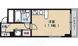 エイブル創久五条大宮 ワンルームの間取図画像