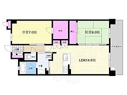 マークスゲート京都サウス 2LDKの間取図画像