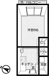 ときわ荘 1Kの間取図画像