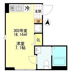 FERIO三河島 3階ワンルームの間取り