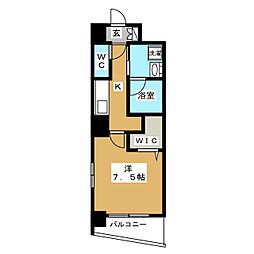 AZALEA　GARDEN 3階1Kの間取り