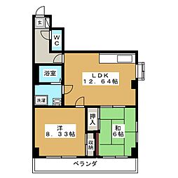 カサーレ町屋 3階2LDKの間取り