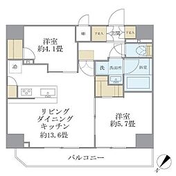 アジールコート町屋 2LDKの間取図画像