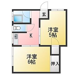永楽コーポ 2Kの間取図画像