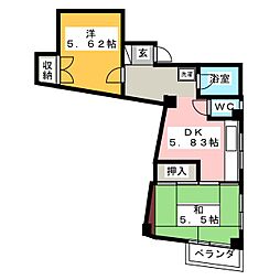 さざん斉藤 2DKの間取図画像