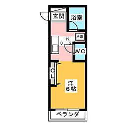 ハイツカプリーズ 1Kの間取図画像